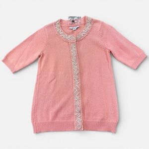 Isaac Mizrahi Live Beaded Knit Sweater XXS Pink Embellished NWOT